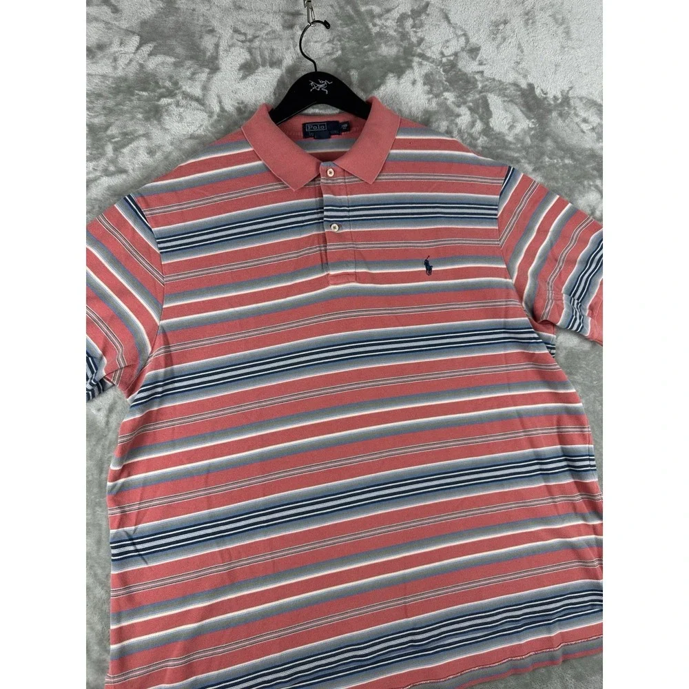 Vintage Polo Ralph Lauren Utility Striped Polo Shirt Pony Mens Size 2XB Big